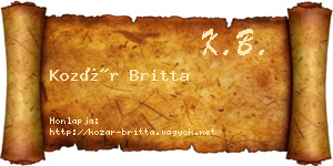 Kozár Britta névjegykártya
